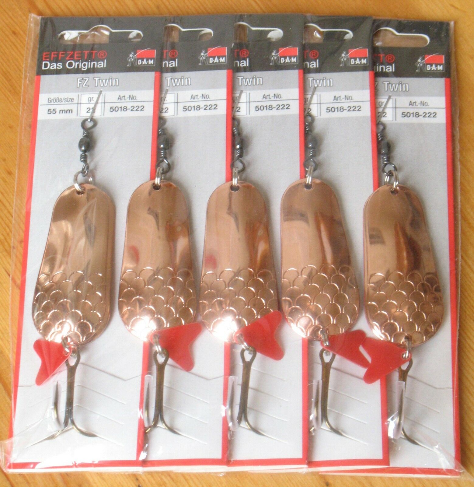 Блесна DAM Effzett Twin, 22г, 55мм, колеб, медь/медь